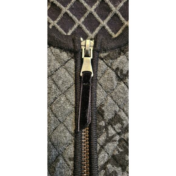 Foxcroft Womens P/S Black & Gray Floral Design ADINA Quilted Jacket Full Zip - Picture 4 of 7